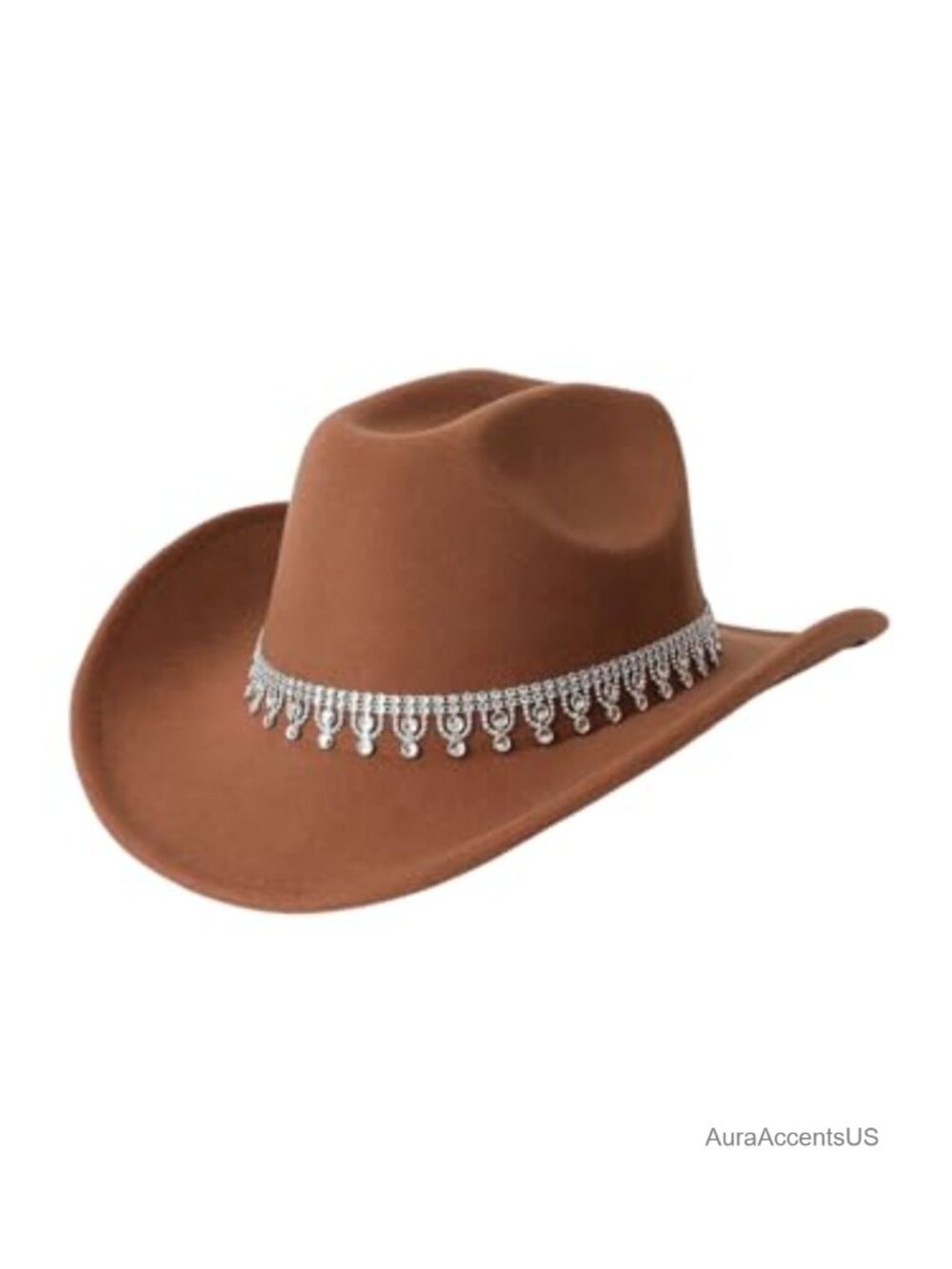Rhinestone Sequin Fedora Cowboy Hat Wide Brim Western Cowgirl